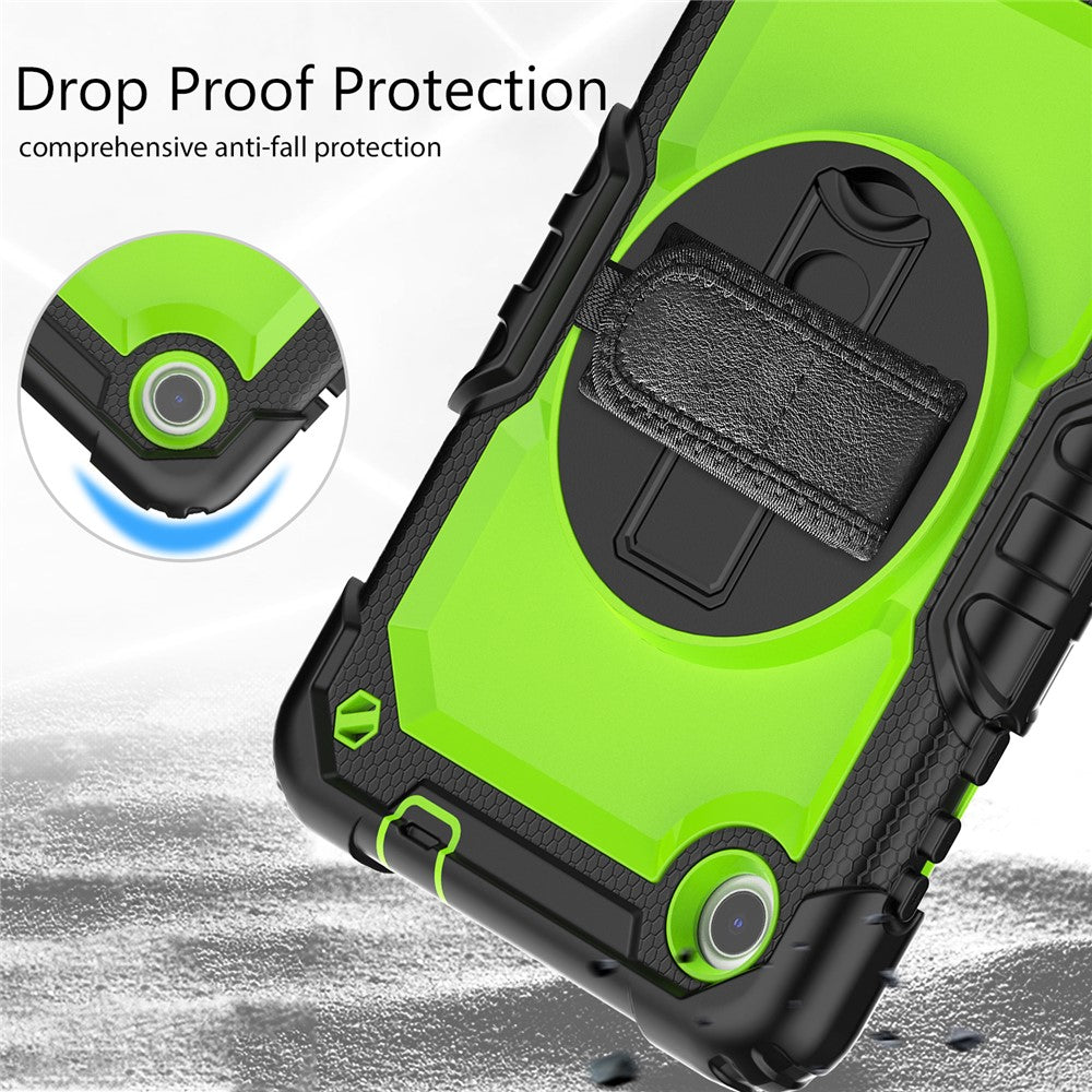 For Lenovo Tab M8 (4th Gen) 2024 TB-301XU / M8 (4th Gen) 2023 TB-300FU Silicone+PC Case Kickstand with PET Screen Film - Black+Lime PC