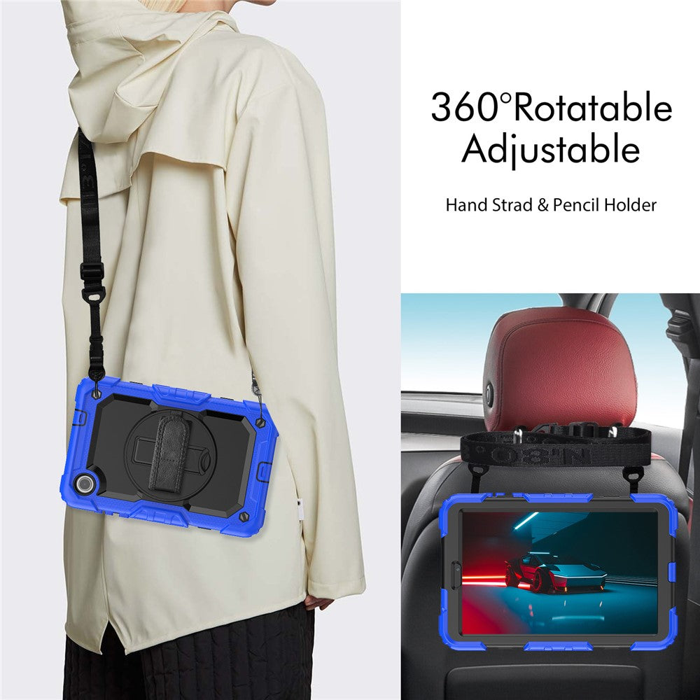 For Lenovo Tab M8 (4th Gen) 2024 TB-301XU / M8 (4th Gen) 2023 TB-300FU Silicone+PC Case Kickstand with PET Screen Film - Dark Blue