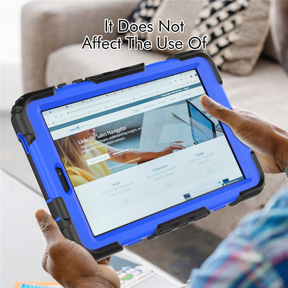 For Lenovo Tab M8 (4th Gen) 2024 TB-301XU / M8 (4th Gen) 2023 TB-300FU Silicone+PC Case Kickstand with  PET Screen Film - Black+Dark Blue PC