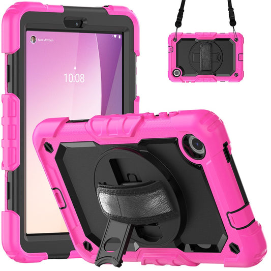 For Lenovo Tab M8 (4th Gen) 2024 TB-301XU / M8 (4th Gen) 2023 TB-300FU Silicone+PC Case Kickstand with PET Screen Film - Rose