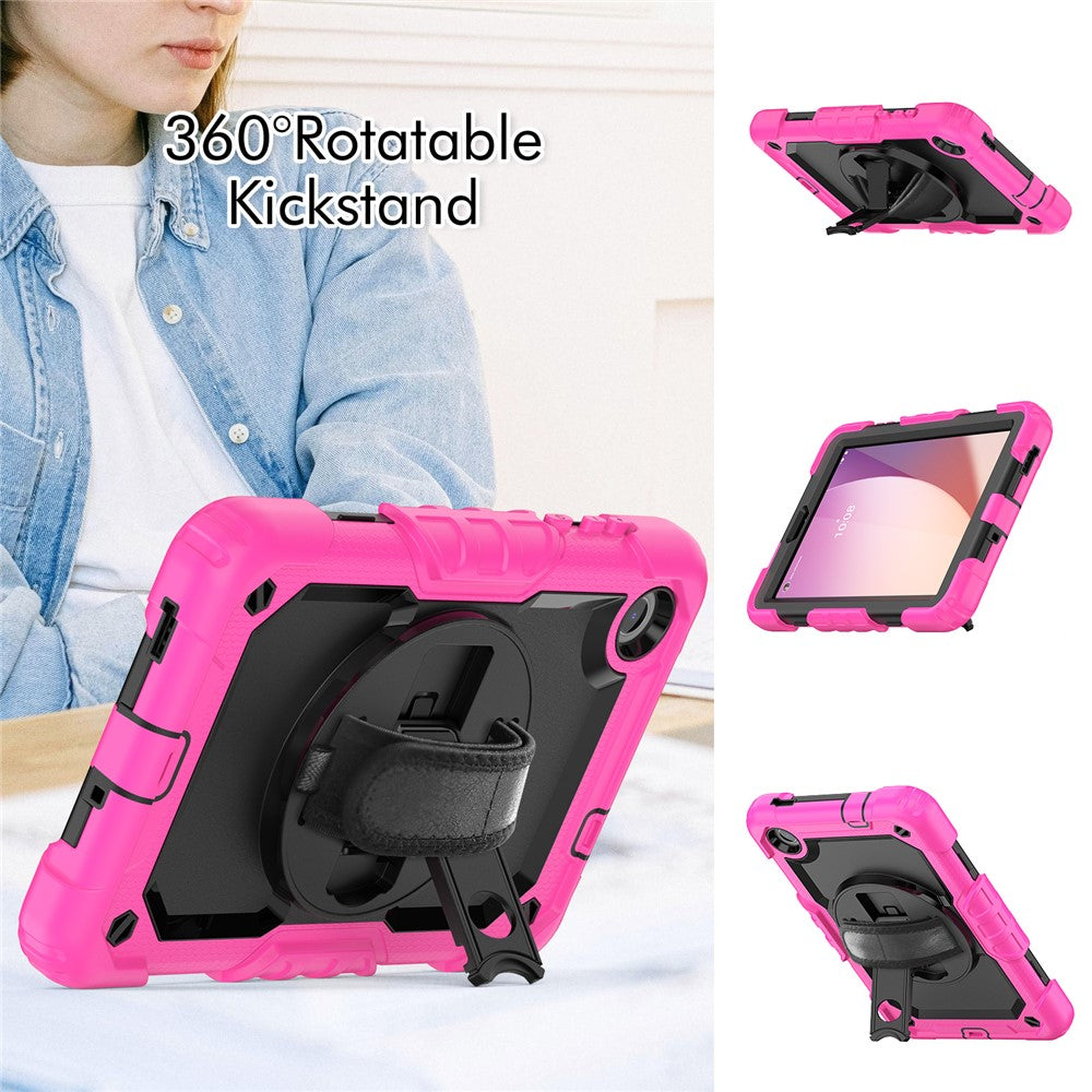 For Lenovo Tab M8 (4th Gen) 2024 TB-301XU / M8 (4th Gen) 2023 TB-300FU Silicone+PC Case Kickstand with PET Screen Film - Rose