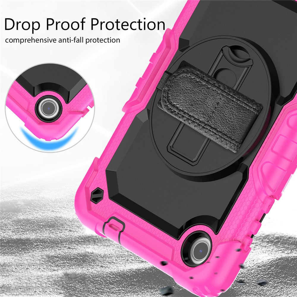 For Lenovo Tab M8 (4th Gen) 2024 TB-301XU / M8 (4th Gen) 2023 TB-300FU Silicone+PC Case Kickstand with PET Screen Film - Rose