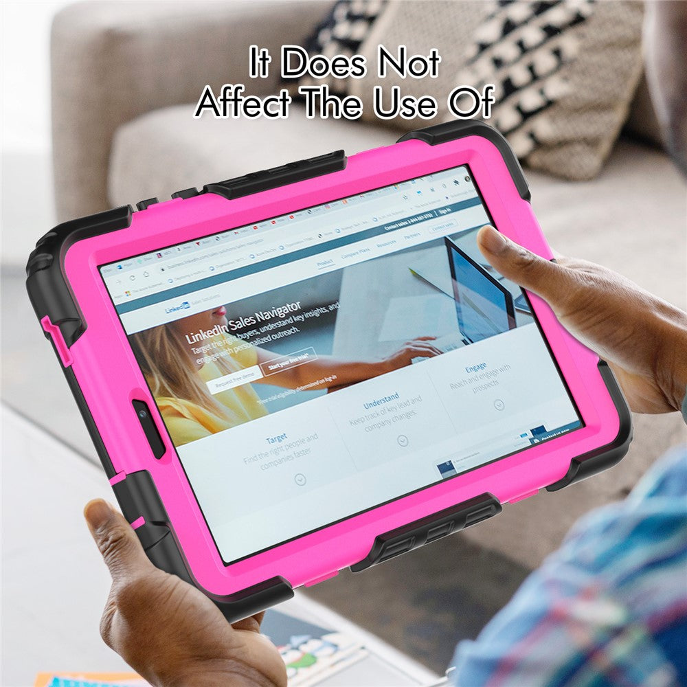 For Lenovo Tab M8 (4th Gen) 2024 TB-301XU / M8 (4th Gen) 2023 TB-300FU Silicone+PC Case Kickstand with PET Screen Film - Black+Rose PC