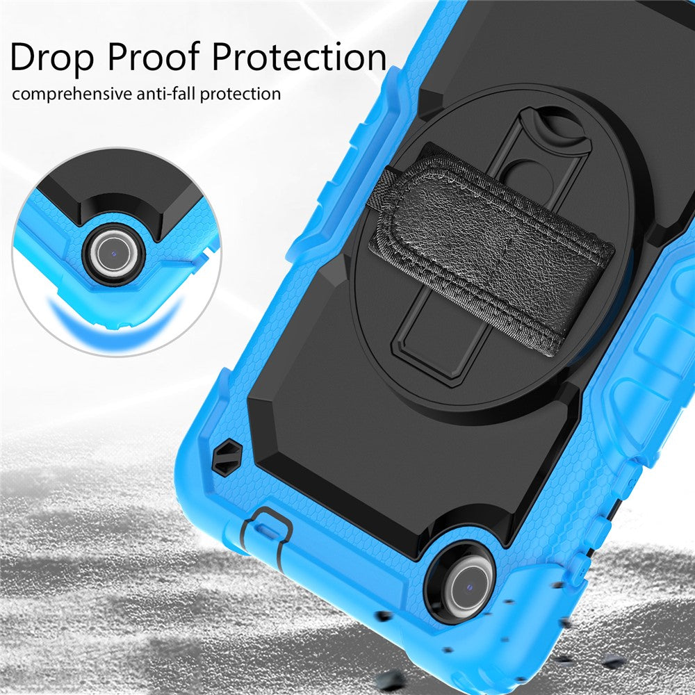 For Lenovo Tab M8 (4th Gen) 2024 TB-301XU / M8 (4th Gen) 2023 TB-300FU Silicone+PC Case Kickstand with PET Screen Film - Baby Blue