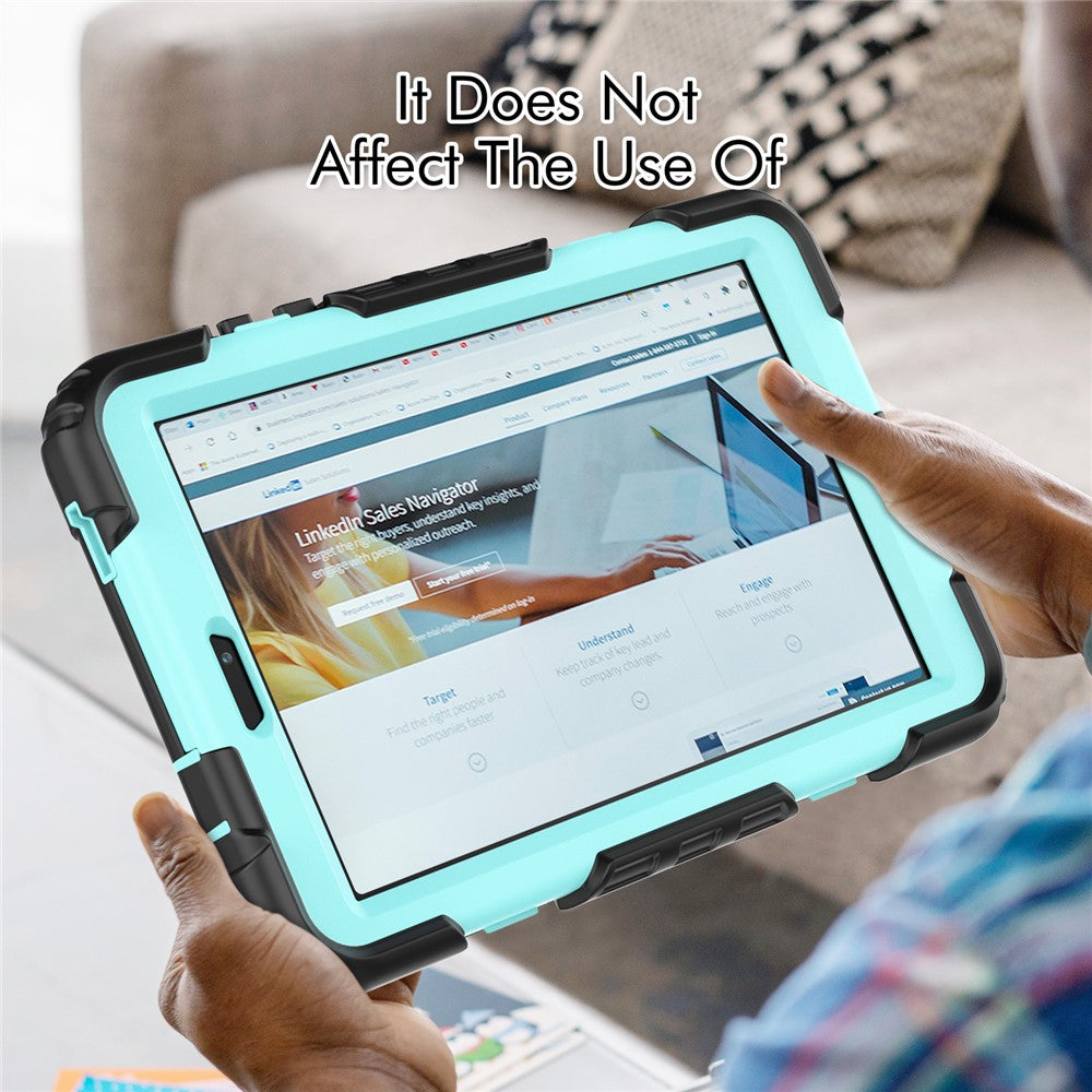 For Lenovo Tab M8 (4th Gen) 2024 TB-301XU / M8 (4th Gen) 2023 TB-300FU Silicone+PC Case Kickstand with PET Screen Film - Black+Baby Blue PC