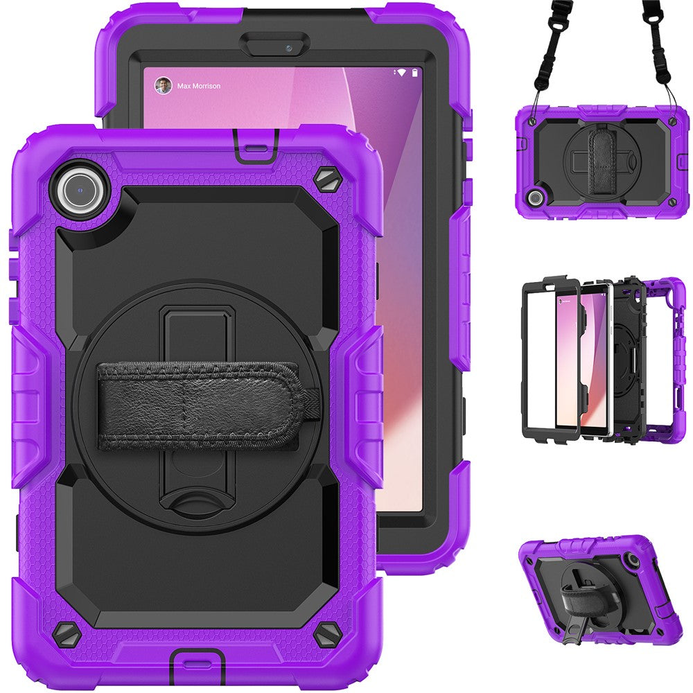 For Lenovo Tab M8 (4th Gen) 2024 TB-301XU / M8 (4th Gen) 2023 TB-300FU Silicone+PC Case Kickstand with PET Screen Film - Purple