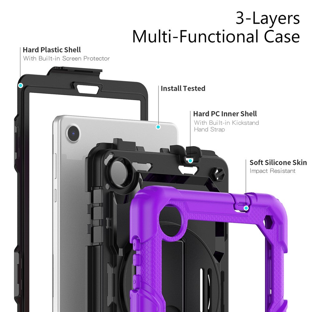 For Lenovo Tab M8 (4th Gen) 2024 TB-301XU / M8 (4th Gen) 2023 TB-300FU Silicone+PC Case Kickstand with PET Screen Film - Purple