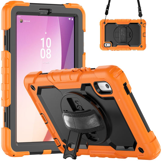 Kickstand Tablet Case for Lenovo Tab M9 / K9 9" TB310 2023 Hand Strap Silicone+PC Tablet Cover with Shoulder Strap PET Screen Film - Orange