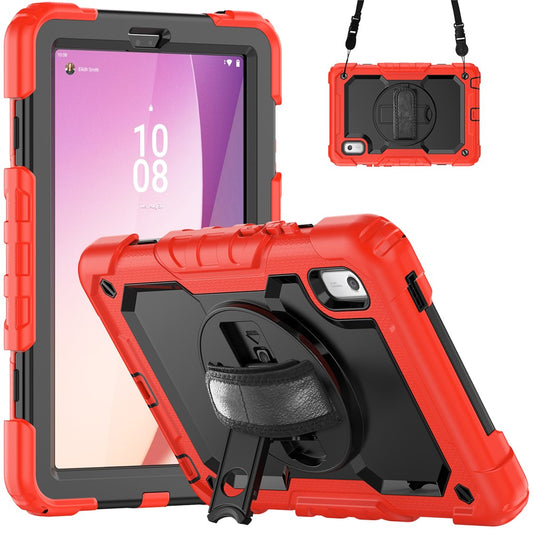 Kickstand Tablet Case for Lenovo Tab M9 / K9 9" TB310 2023 Hand Strap Silicone+PC Tablet Cover with Shoulder Strap PET Screen Film - Red