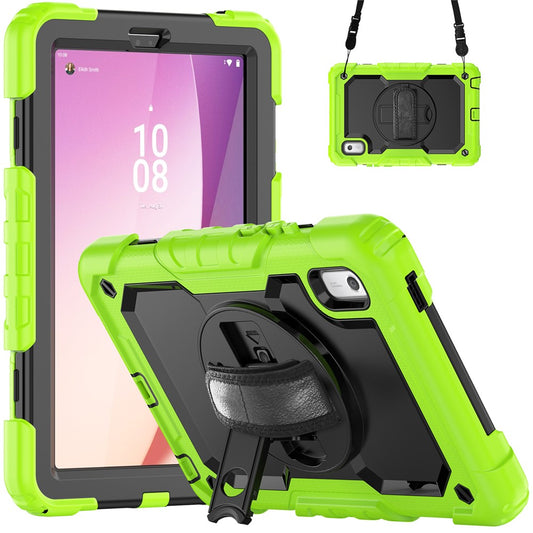 Kickstand Tablet Case for Lenovo Tab M9 / K9 9" TB310 2023 Hand Strap Silicone+PC Tablet Cover with Shoulder Strap PET Screen Film - Lime