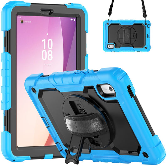 Kickstand Tablet Case for Lenovo Tab M9 / K9 9" TB310 2023 Hand Strap Silicone+PC Tablet Cover with Shoulder Strap PET Screen Film - Baby Blue