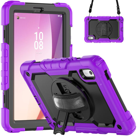 Kickstand Tablet Case for Lenovo Tab M9 / K9 9" TB310 2023 Hand Strap Silicone+PC Tablet Cover with Shoulder Strap PET Screen Film - Purple
