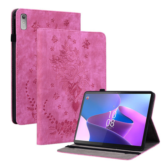 For Lenovo Tab P11 Gen 2 11.5" Card Holder Tablet Case Imprinted PU Leather Tablet Cover with Stand - Rose