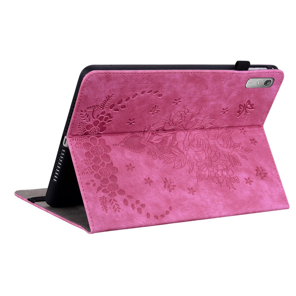 For Lenovo Tab P11 Gen 2 11.5" Card Holder Tablet Case Imprinted PU Leather Tablet Cover with Stand - Rose
