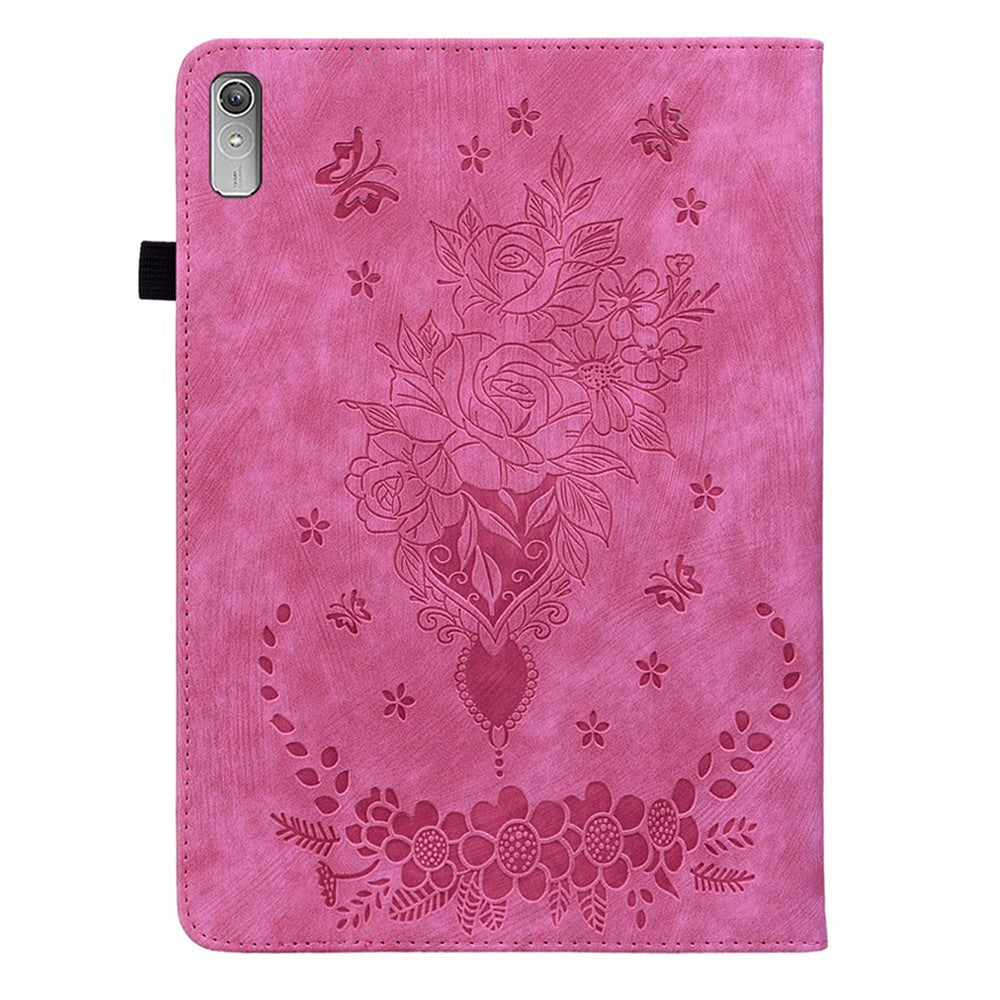 For Lenovo Tab P11 Gen 2 11.5" Card Holder Tablet Case Imprinted PU Leather Tablet Cover with Stand - Rose