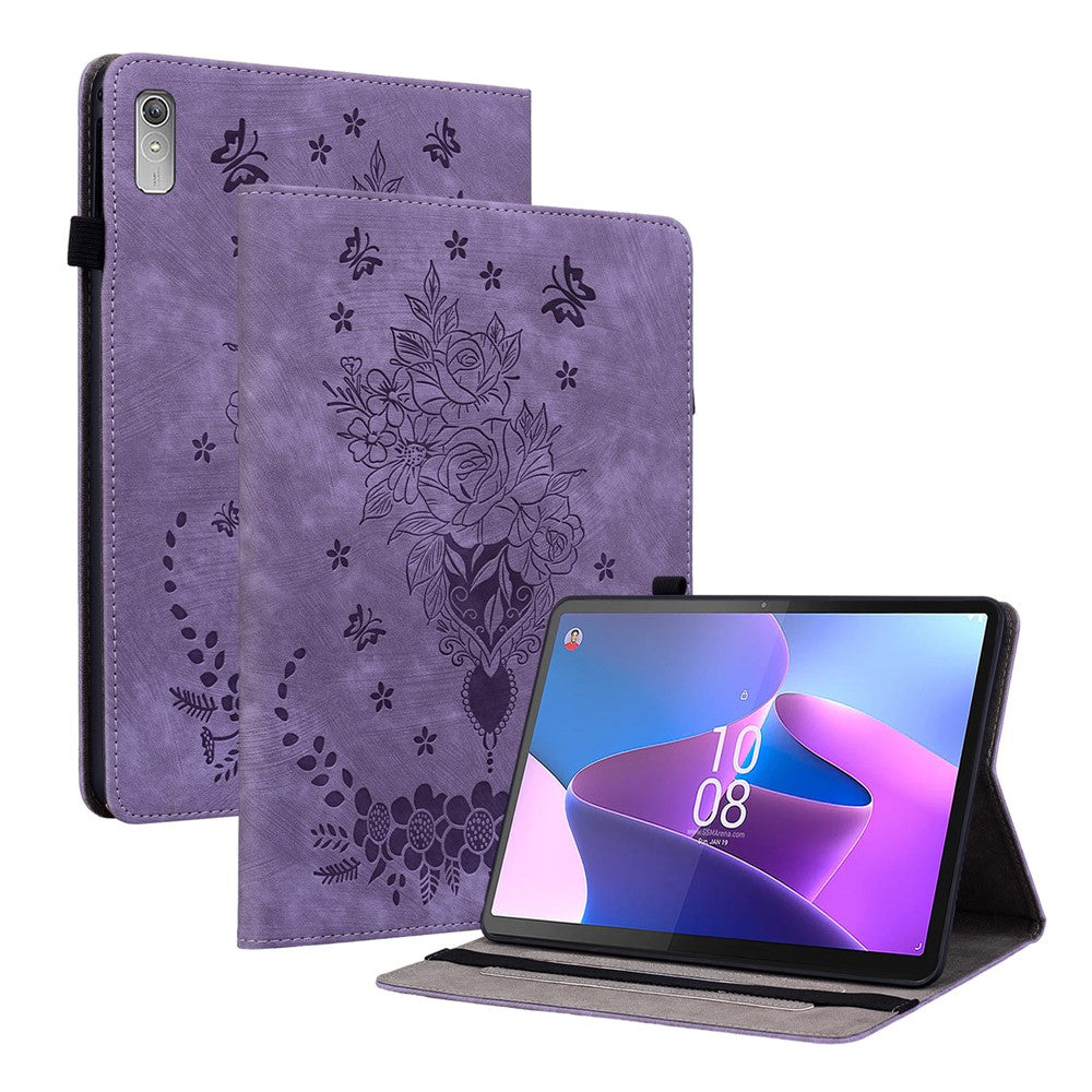 For Lenovo Tab P11 Gen 2 11.5" Card Holder Tablet Case Imprinted PU Leather Tablet Cover with Stand - Purple
