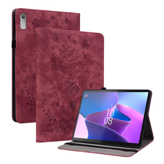 For Lenovo Tab P11 Gen 2 11.5" Card Holder Tablet Case Imprinted PU Leather Tablet Cover with Stand - Red