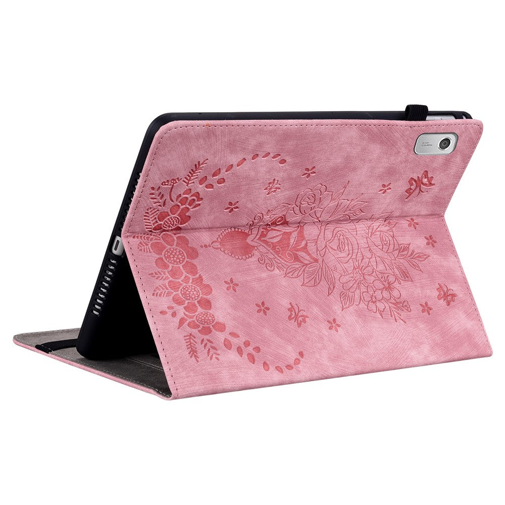 For Lenovo Tab M9 Stand Card Slots Tablet Case Imprinted PU Leather Protective Cover - Pink