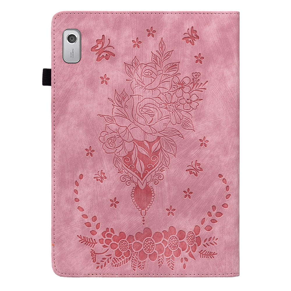 For Lenovo Tab M9 Stand Card Slots Tablet Case Imprinted PU Leather Protective Cover - Pink