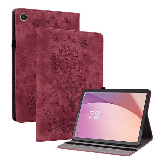 For Lenovo Tab M8 (4th Gen) 2024 TB-301XU / M8 (4th Gen) 2023 TB-300FU Stand Tablet Case Imprinted PU Leather Card Holder Tablet Cover - Red