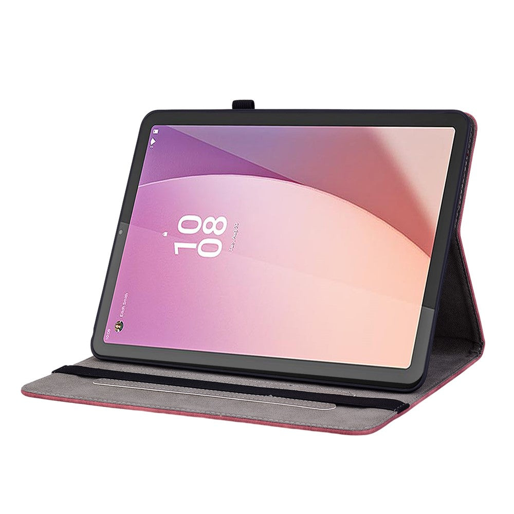 For Lenovo Tab M8 (4th Gen) 2024 TB-301XU / M8 (4th Gen) 2023 TB-300FU Stand Tablet Case Imprinted PU Leather Card Holder Tablet Cover - Red