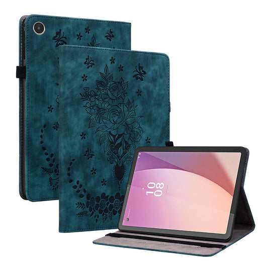 For Lenovo Tab M8 (4th Gen) 2024 TB-301XU / M8 (4th Gen) 2023 TB-300FU Stand Tablet Case Imprinted PU Leather Card Holder Tablet Cover - Blue