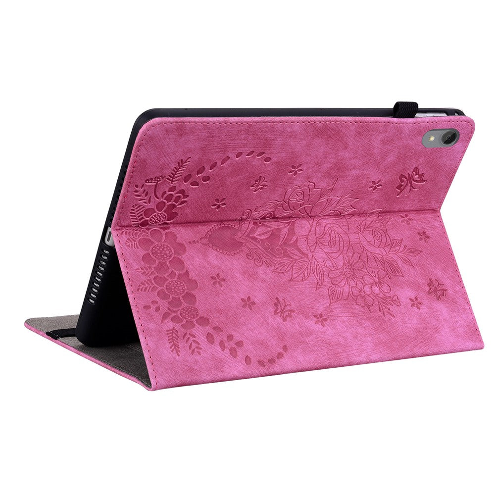 For Lenovo Tab P11 TB-J606F Anti-scratch Imprinted PU Leather Case Stand Tablet Cover with Pen Holder - Rose