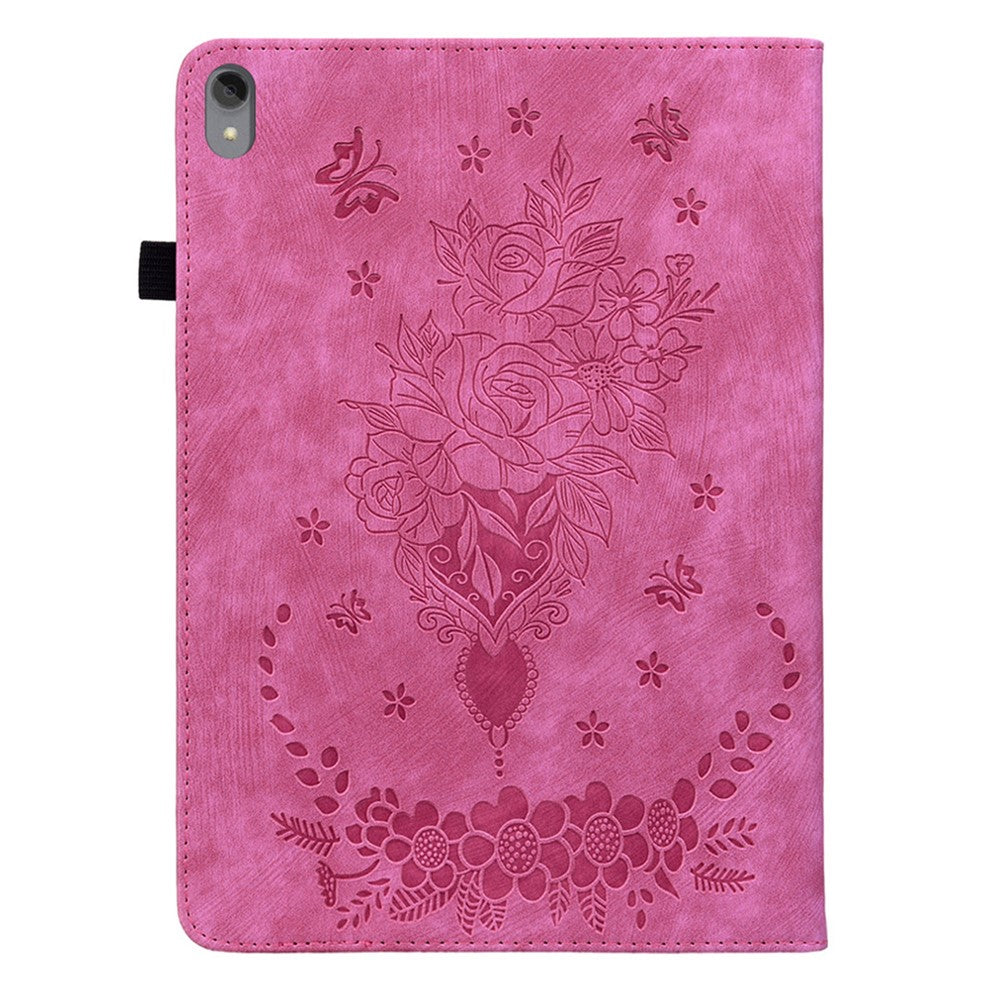 For Lenovo Tab P11 TB-J606F Anti-scratch Imprinted PU Leather Case Stand Tablet Cover with Pen Holder - Rose