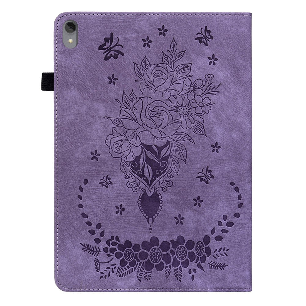 For Lenovo Tab P11 TB-J606F Anti-scratch Imprinted PU Leather Case Stand Tablet Cover with Pen Holder - Purple