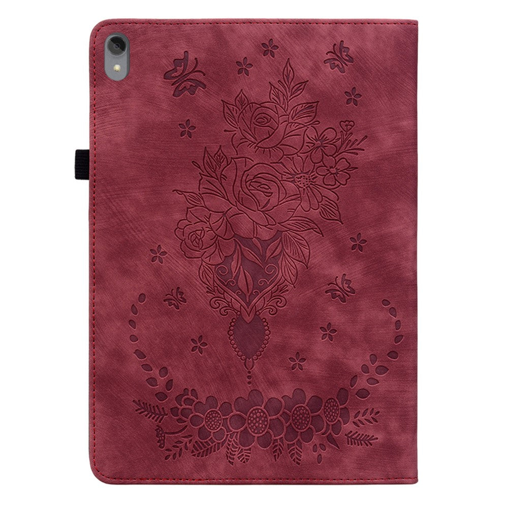 For Lenovo Tab P11 TB-J606F Anti-scratch Imprinted PU Leather Case Stand Tablet Cover with Pen Holder - Red