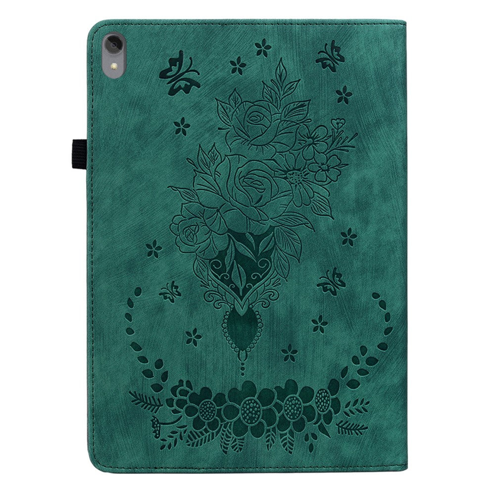 For Lenovo Tab P11 TB-J606F Anti-scratch Imprinted PU Leather Case Stand Tablet Cover with Pen Holder - Green