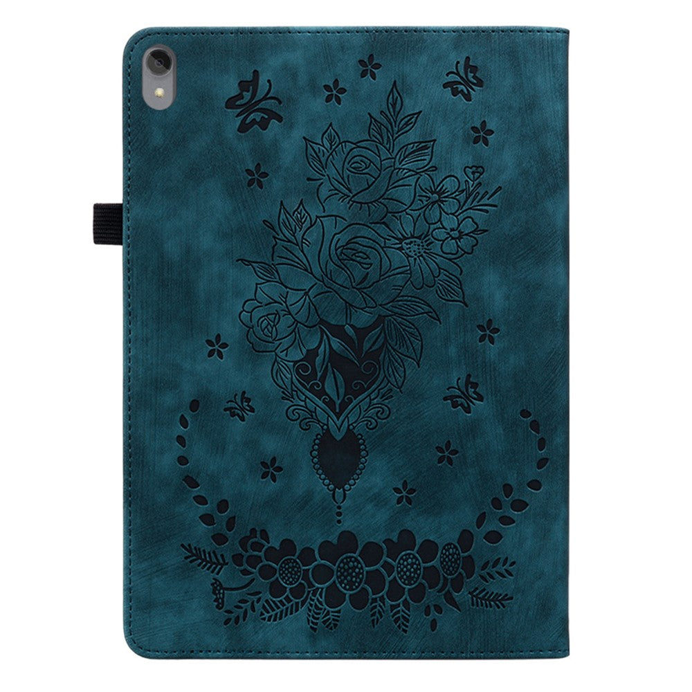 For Lenovo Tab P11 TB-J606F Anti-scratch Imprinted PU Leather Case Stand Tablet Cover with Pen Holder - Blue