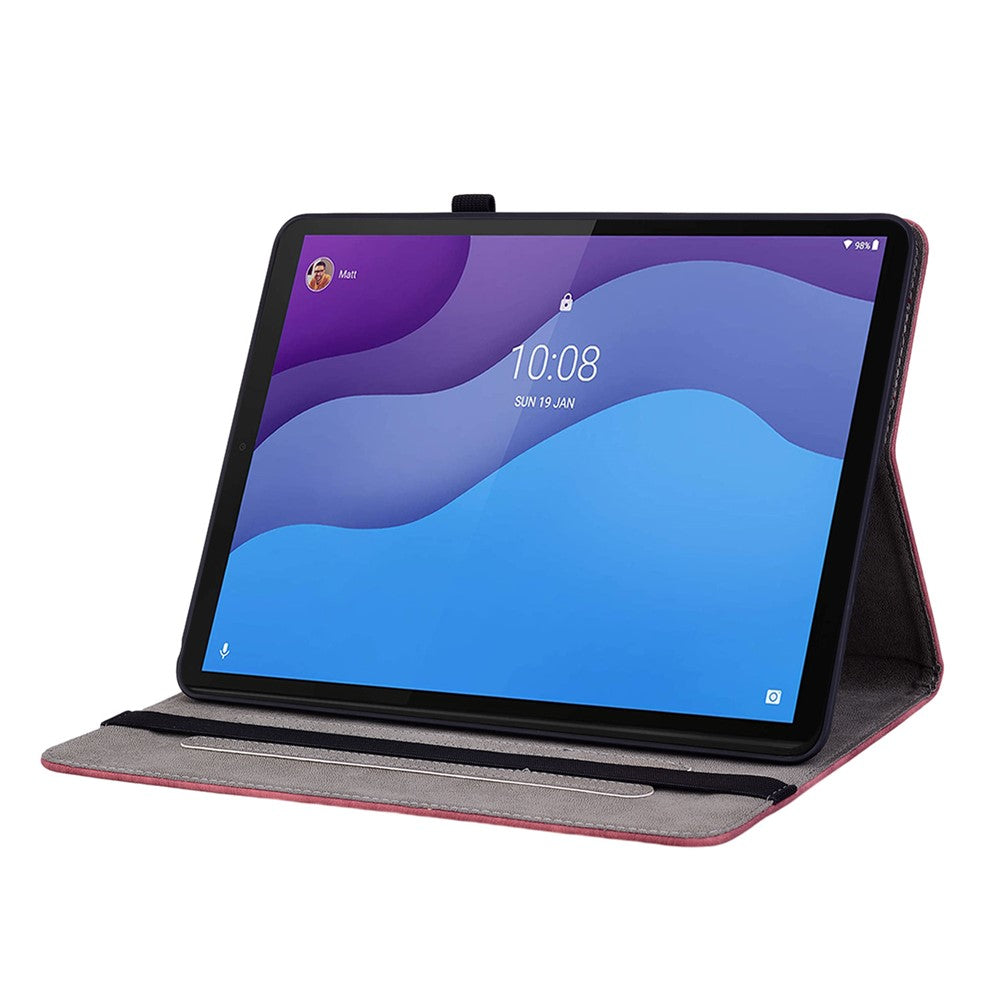 PU Leather Case for Lenovo Tab M10 HD Gen 2 TB-X306X / TB-X306F Stand Imprinted Tablet Cover - Red