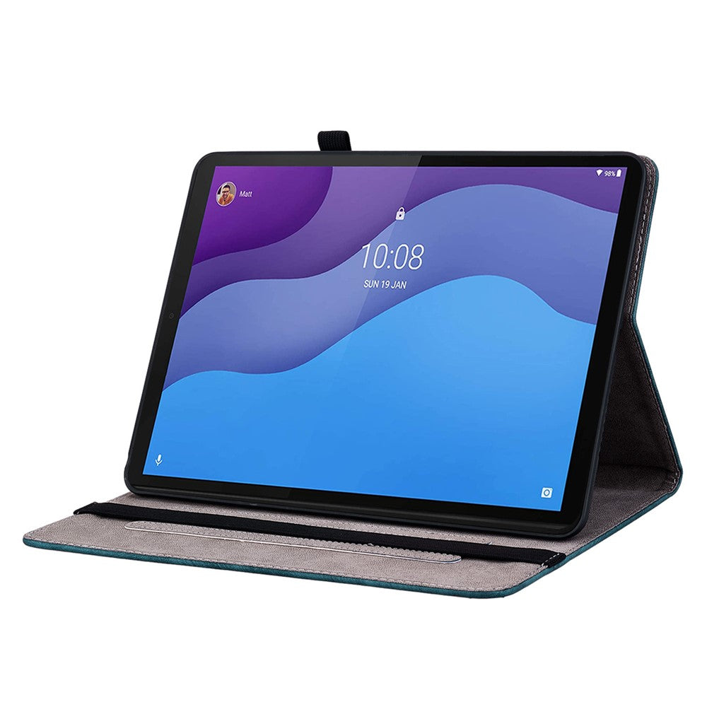 PU Leather Case for Lenovo Tab M10 HD Gen 2 TB-X306X / TB-X306F Stand Imprinted Tablet Cover - Blue