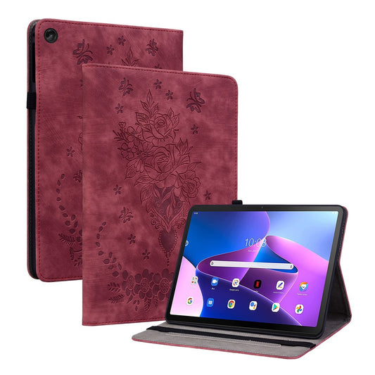 For Lenovo Tab M10 Plus (3rd Gen) / Xiaoxin Pad 2022 10.6 inch PU Leather Case Imprinted Design Stand Tablet Cover - Red