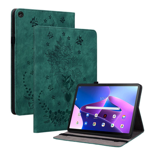 For Lenovo Tab M10 Plus (3rd Gen) / Xiaoxin Pad 2022 10.6 inch PU Leather Case Imprinted Design Stand Tablet Cover - Green