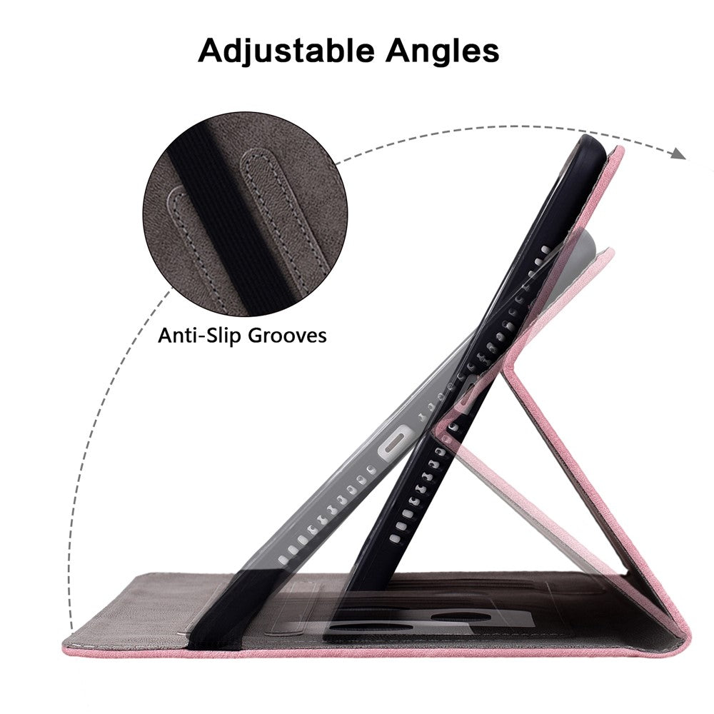 PU Leather Case for Lenovo Tab M7 (3rd Gen) Anti-drop Imprinted Tablet Stand Cover with Pen Holder - Pink