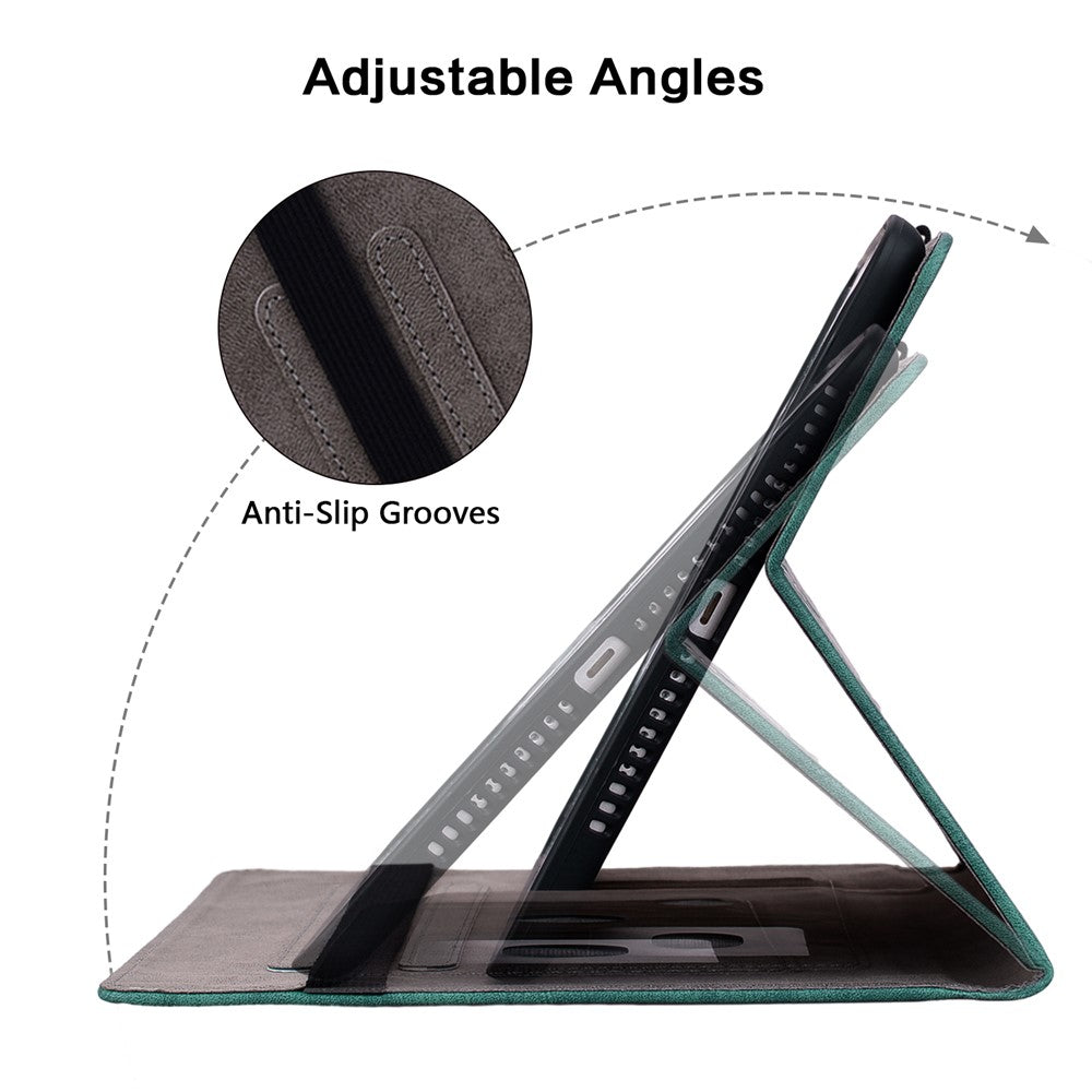 PU Leather Case for Lenovo Tab M7 (3rd Gen) Anti-drop Imprinted Tablet Stand Cover with Pen Holder - Green