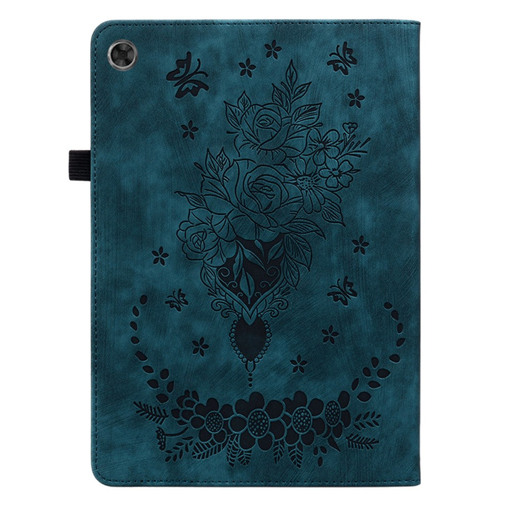 PU Leather Case for Lenovo Tab M7 (3rd Gen) Anti-drop Imprinted Tablet Stand Cover with Pen Holder - Blue