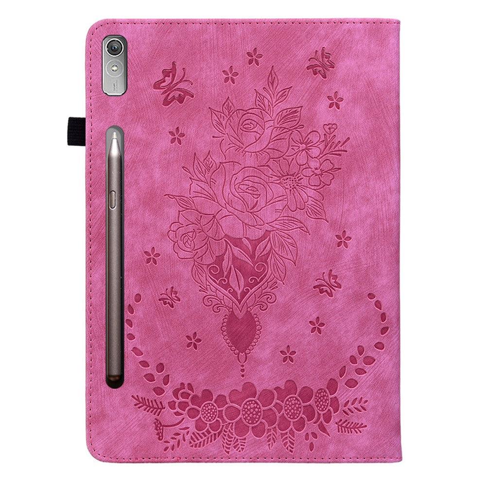 PU Leather Case for Lenovo Tab P11 Pro Gen 2 11.2" Folio Flip Imprinted Tablet Stand Cover - Rose