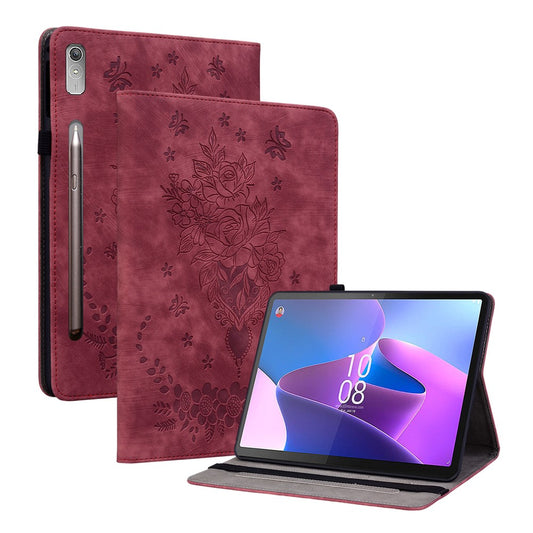 PU Leather Case for Lenovo Tab P11 Pro Gen 2 11.2" Folio Flip Imprinted Tablet Stand Cover - Red