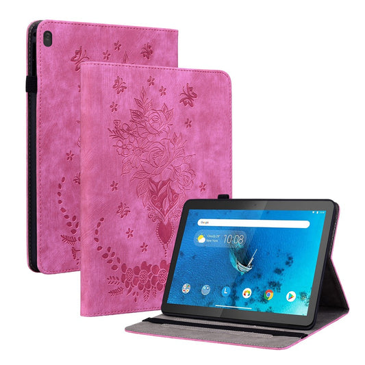 For Lenovo Tab M10 TB-X605L / TB-X605F / Tab M10 HD TB-X505F / TB-X505L Imprinted Stand Cover PU Leather Case - Rose