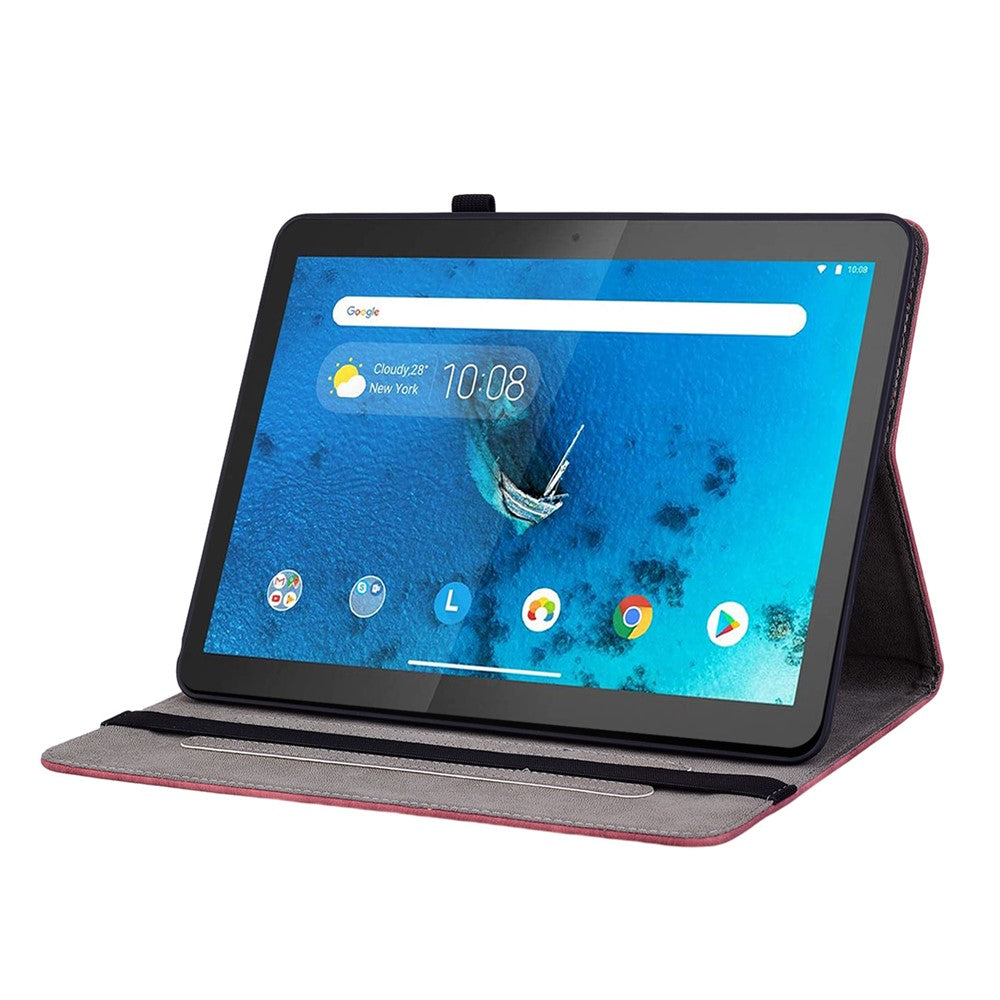 For Lenovo Tab M10 TB-X605L / TB-X605F / Tab M10 HD TB-X505F / TB-X505L Imprinted Stand Cover PU Leather Case - Red