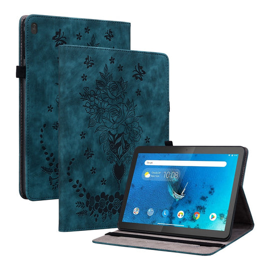 For Lenovo Tab M10 TB-X605L / TB-X605F / Tab M10 HD TB-X505F / TB-X505L Imprinted Stand Cover PU Leather Case - Blue