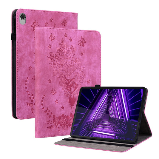 For Lenovo M10 Plus 10.3" TB-X606F / TB-X606X Shockproof Shell Imprinted Stand Cover PU Leather Case - Rose