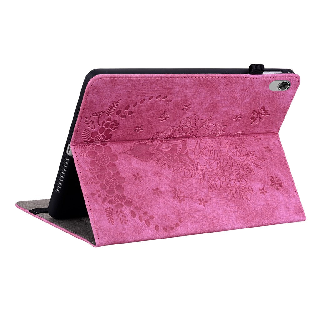 For Lenovo M10 Plus 10.3" TB-X606F / TB-X606X Shockproof Shell Imprinted Stand Cover PU Leather Case - Rose