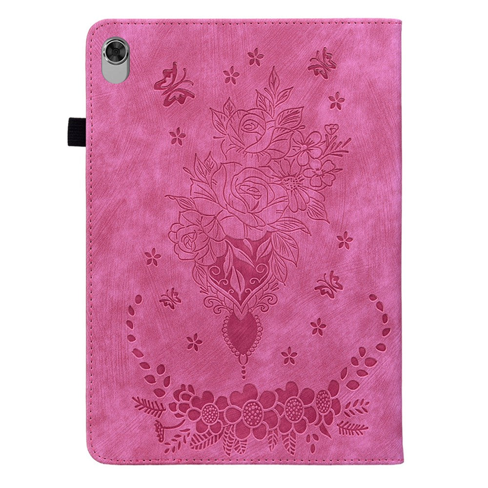 For Lenovo M10 Plus 10.3" TB-X606F / TB-X606X Shockproof Shell Imprinted Stand Cover PU Leather Case - Rose