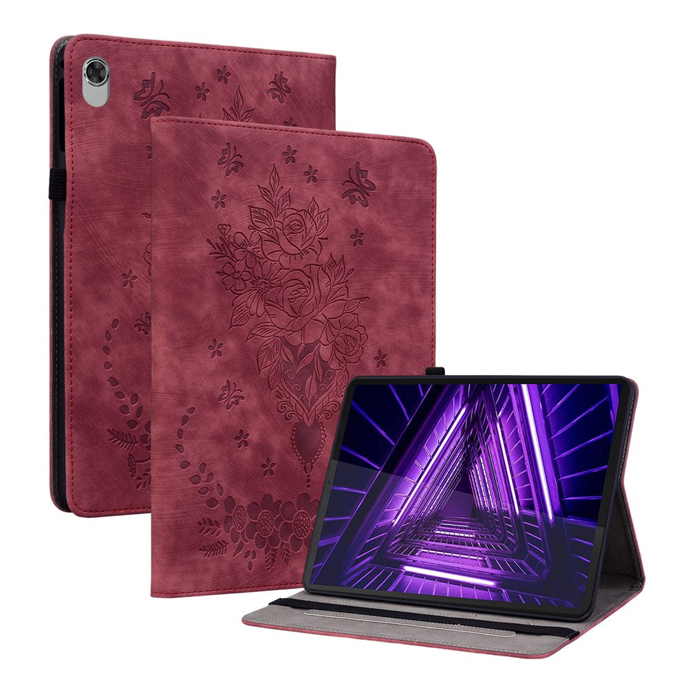 For Lenovo M10 Plus 10.3" TB-X606F / TB-X606X Shockproof Shell Imprinted Stand Cover PU Leather Case - Red