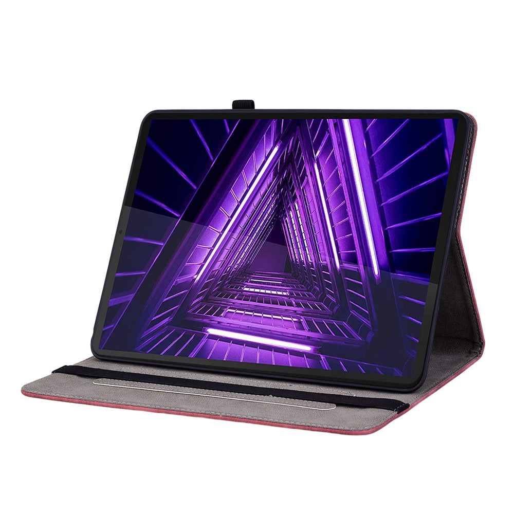 For Lenovo M10 Plus 10.3" TB-X606F / TB-X606X Shockproof Shell Imprinted Stand Cover PU Leather Case - Red