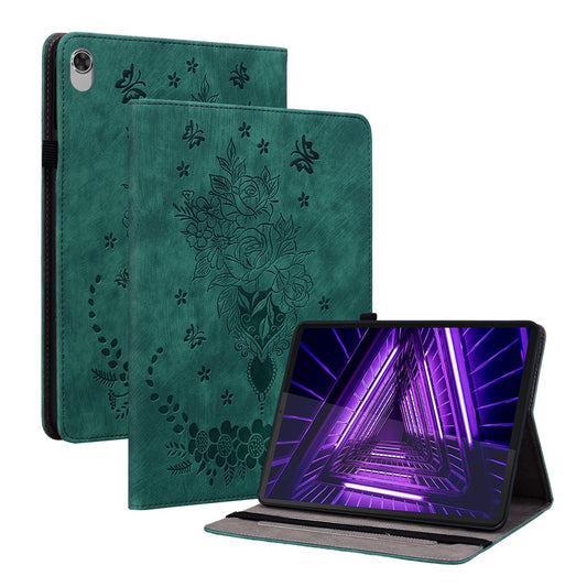 For Lenovo M10 Plus 10.3" TB-X606F / TB-X606X Shockproof Shell Imprinted Stand Cover PU Leather Case - Green